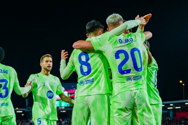 Skuad Barcelona selebrasi gol ke gawang Mallorca di lanjutan LaLiga